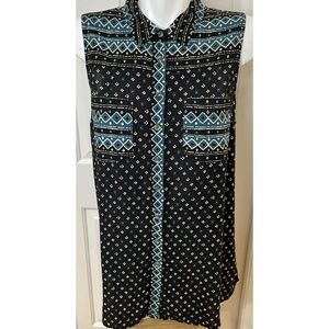 Anthropologie Akemi + Kin Ira Button Up Sleeveless Printed Tunic Top Size Medium